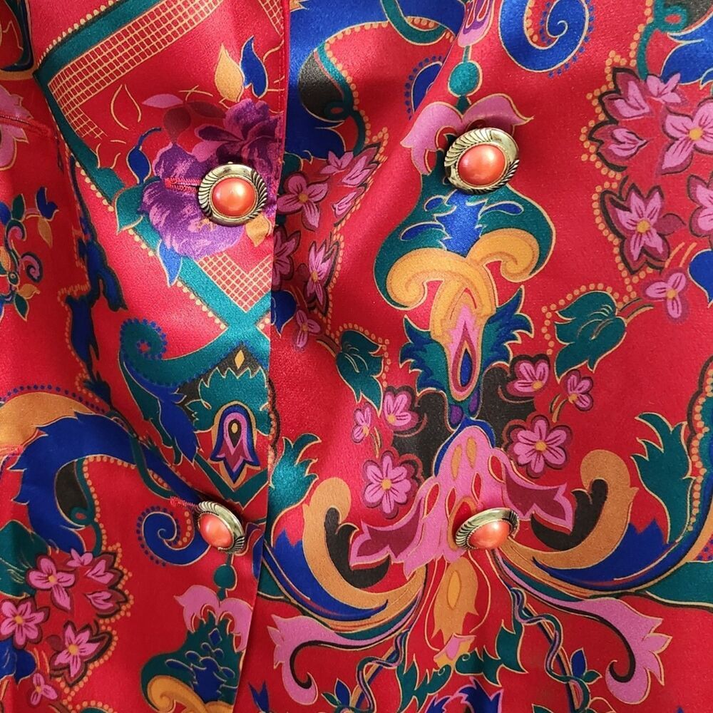 Victoria's Secret‎ Satin Blouse Pajama Top Medium Red Gold Label Y2K Vintage - Picture 4 of 8